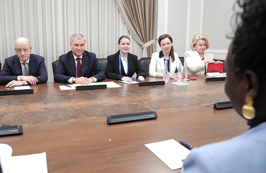 Meeting of Chairman of the State Duma Vyacheslav Volodin and Speaker of the National Assembly of the Democratic Republic of São Tomé and Príncipe Celmira de Almeida do Sacramento dos Santos Lourenço