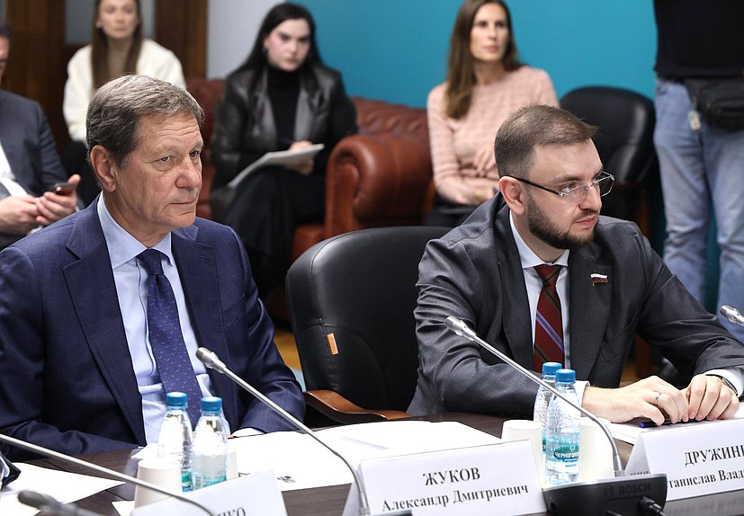 Заместитель Председателя Государственной Думы Александр Жуков и Председатель Комитета по малому и среднему предпринимательству Станислав Дружинин