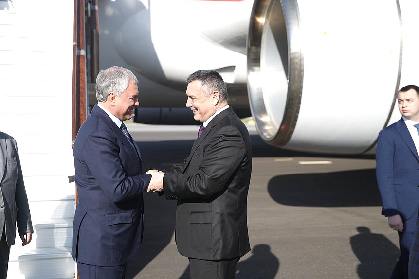 Председатель Государственной Думы Вячеслав Володин и Председатель Законодательной палаты Олий Мажлиса Республики Узбекистан Нуриддин Исмоилов