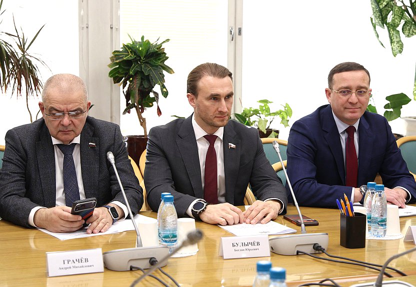 Заместители Председателя Комитета по развитию Дальнего Востока и Арктики Артем Грачев и Богдан Булычев и Первый заместитель Председателя Комитета Вячеслав Логинов