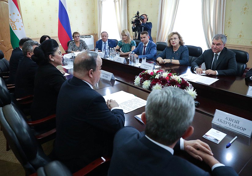 Meeting of Chairman of the State Duma Viacheslav Volodin and Chairman of the Majlisi namoyandagon of Majlisi Oli Shukurjon Zuhurov