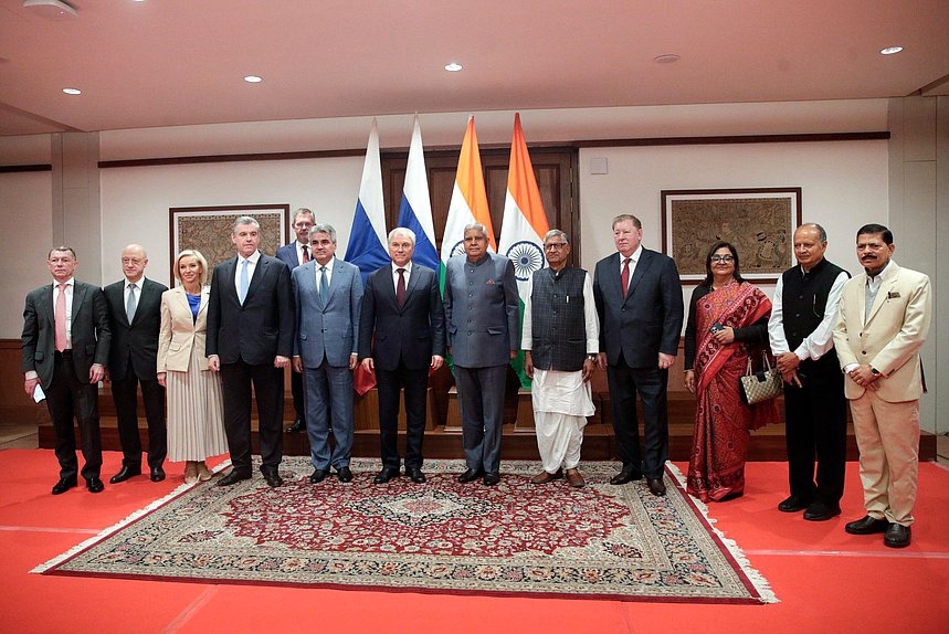 Meeting of Chairman of the State Duma Vyacheslav Volodin and Chairman of the Rajya Sabha of the Parliament, Vice President of the Republic of India Jagdeep Dhankhar