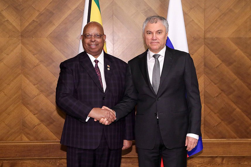 Chairman of the State Duma Vyacheslav Volodin and Speaker of the National Assembly of the Republic of Zimbabwe Jacob Mudenda