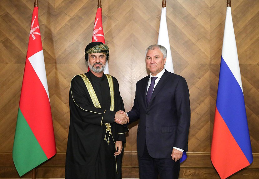 Chairman of the State Duma Vyacheslav Volodin and Chairman of the Shura Council of the Sultanate of Oman Khalid Bin Hilal Al Maawali