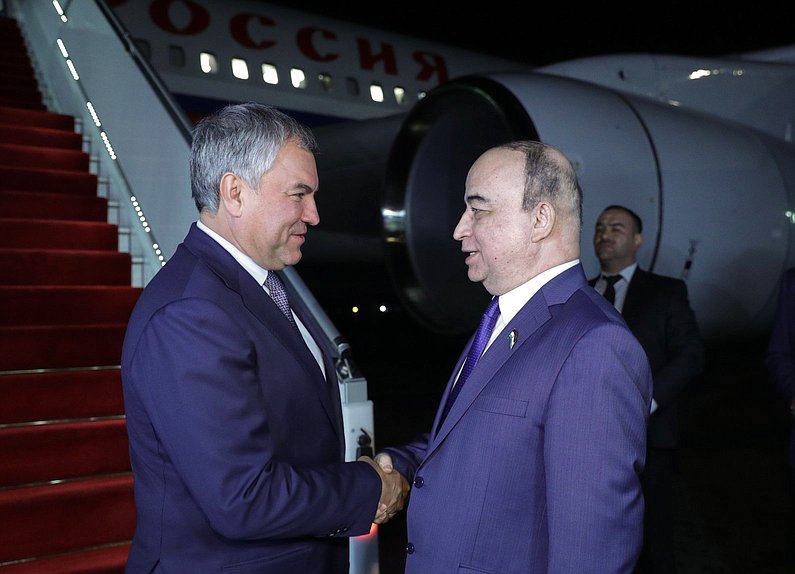 Chairman of the State Duma Viacheslav Volodin and Chairman of the Majlisi namoyandagon of Majlisi Oli Shukurjon Zuhurov