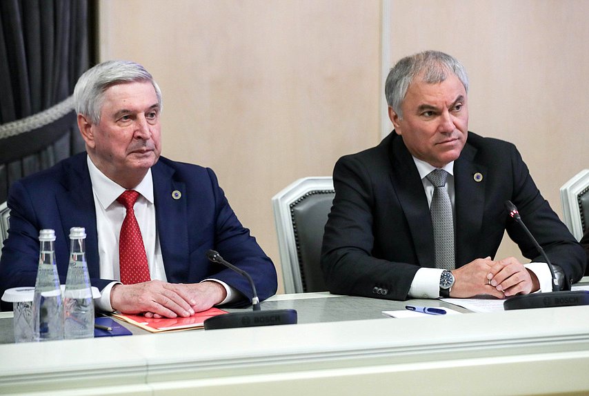 Chairman of the State Duma Vyacheslav Volodin and First Deputy Chairman of the State Duma Ivan Melnikov