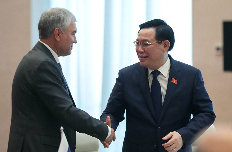 Chairman of the State Duma Vyacheslav Volodin and Chairman of the National Assembly of the Socialist Republic of Vietnam Vương Đình Huệ. 2nd meeting of the Inter-parliamentary Commission on Cooperation between the State Duma and the National Assembly of Vietnam