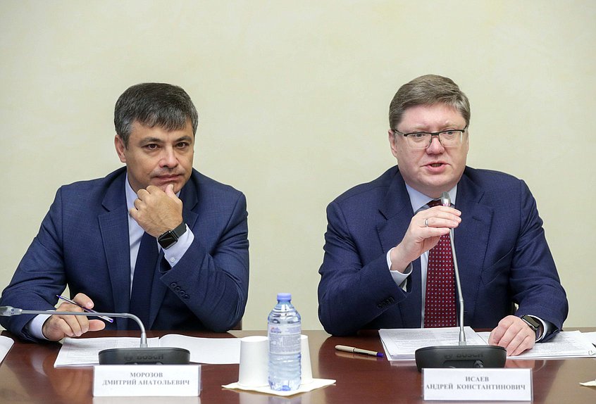 Председатель Комитета по охране здоровья Дмитрий Морозов и член Комитета по труду, социальной политике и делам ветеранов Андрей Исаев