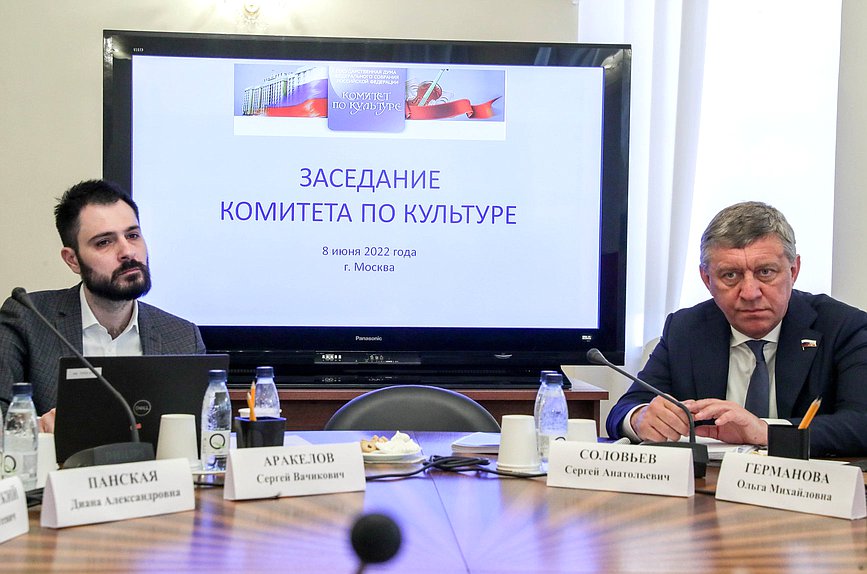 Начальник отдела Департамента кинематографии и цифрового развития Министерства культуры РФ Сергей Аракелов и член Комитета по культуре Сергей Соловьев