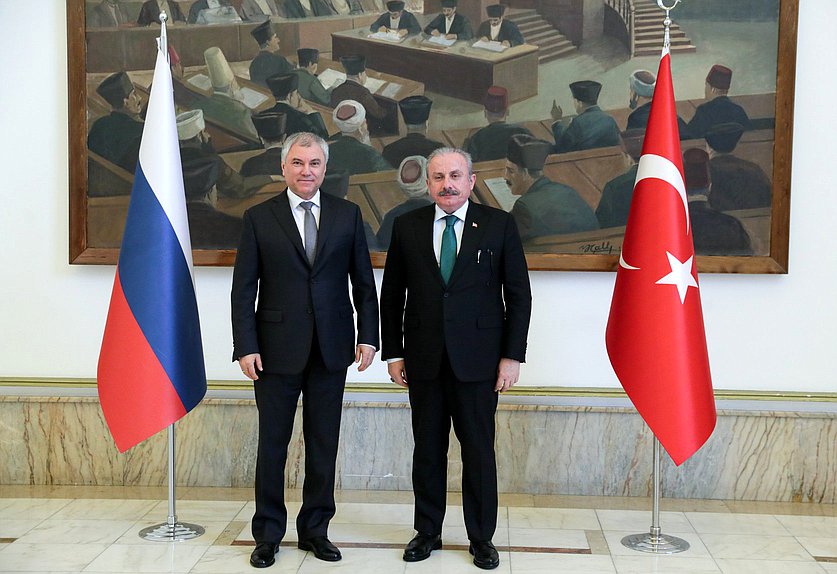 Meeting of Chairman of the State Duma Vyacheslav Volodin and Speaker of the Grand National Assembly of Türkiye Mustafa Şentop