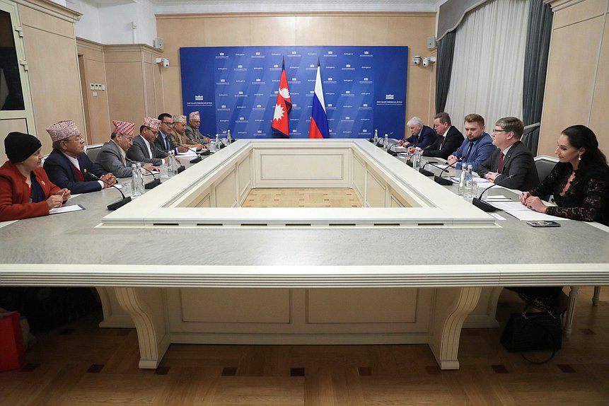 Встреча представителей фракций Государственной Думы с Председателем Национального собрания Федерального Парламента Непала Ганешем Прасадом Тимилсиной