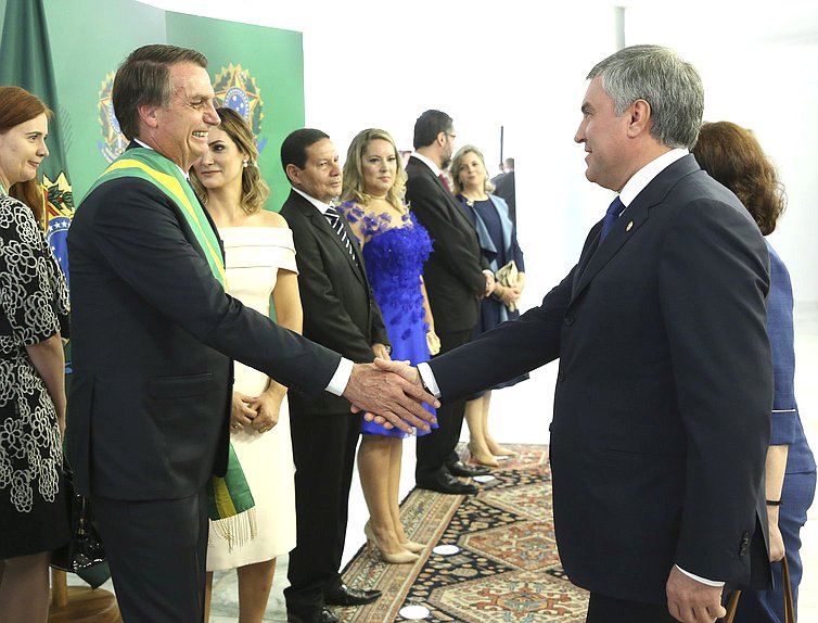 El Jefe de la Duma Estatal Vyacheslav Volodin y el Presidente de Brasil Jair Bolsonaro