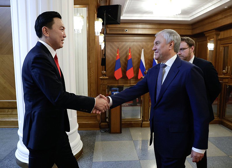 Встреча Председателя Государственной Думы Вячеслава Володина с Председателем Великого Государственного Хурала Монголии Ням-Осорын Учралом