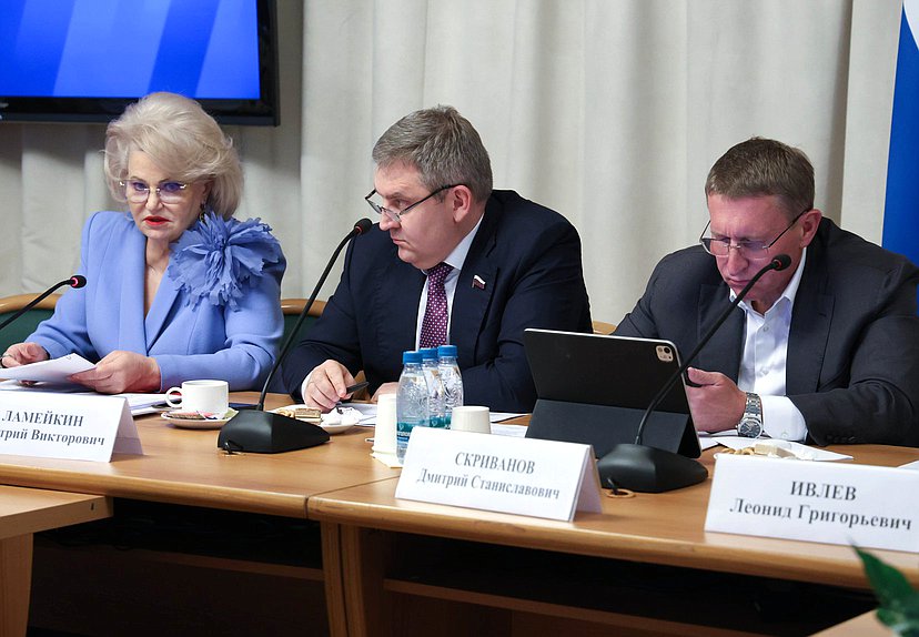 Председатель Комитета по защите семьи, вопросам отцовства, материнства и детства Нина Останина, Первый заместитель Председателя Комитета по контролю Дмитрий Ламейкин и член Комитета Дмитрий Скриванов