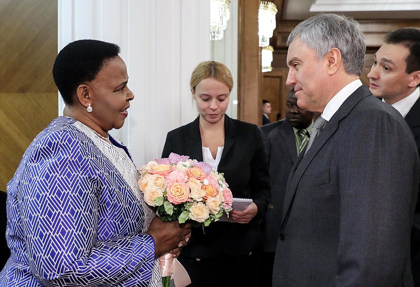 Chairman of the State Duma Vyacheslav Volodin and President of the Senate of the Republic of Zimbabwe Mabel Chinomona