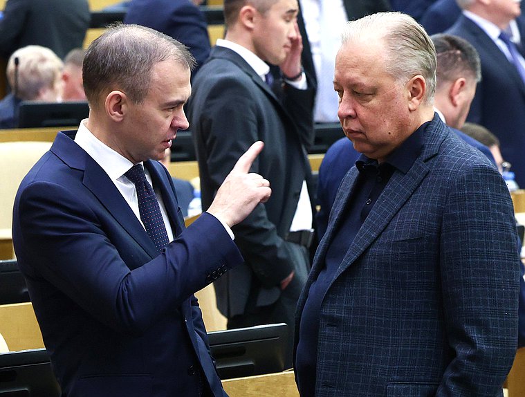Член Комитета по безопасности и противодействию коррупции Юрий Афонин и член Комитета по финансовому рынку Вадим Кумин