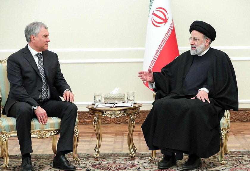 Chairman of the State Duma Vyacheslav Volodin and President of the Islamic Republic of Iran Seyyed Ebrahim Raisi