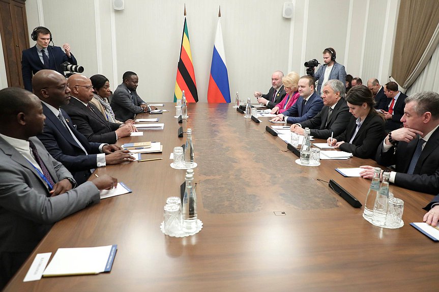 Meeting of Chairman of the State Duma Vyacheslav Volodin and Speaker of the National Assembly of the Republic of Zimbabwe Jacob Mudenda