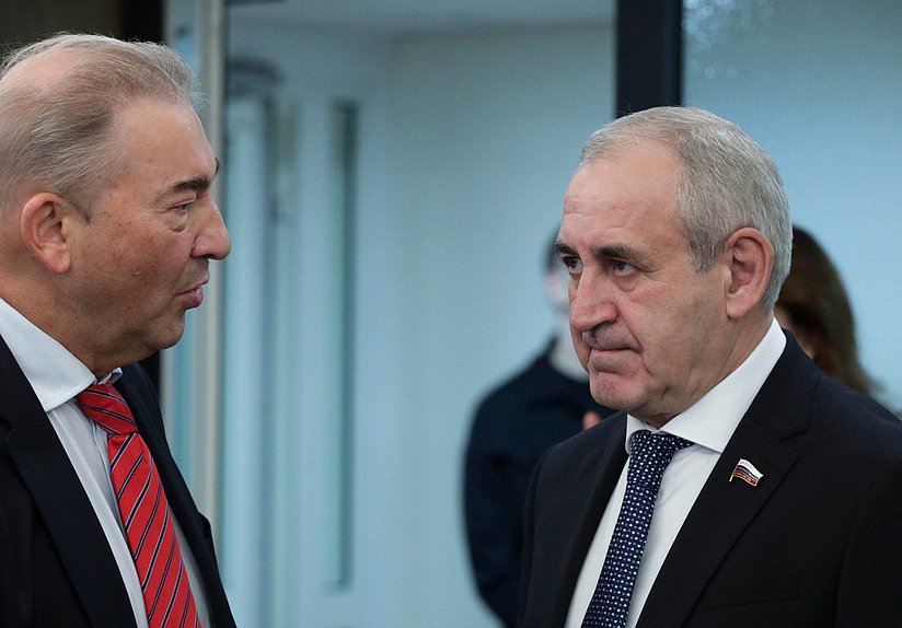 Члены Комитета по физической культуре и спорту Владислав Третьяк и Сергей Неверов