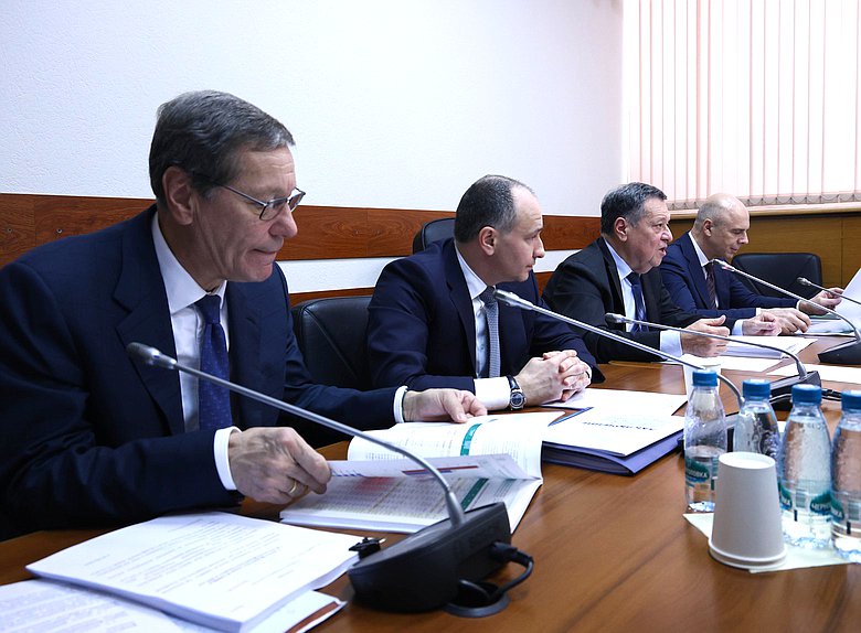 Заместитель Председателя Государственной Думы Александр Жуков, Председатель Счетной палаты РФ Борис Ковальчук, Председатель Комитета по бюджету и налогам Андрей Макаров и Министр финансов РФ Антон Силуанов