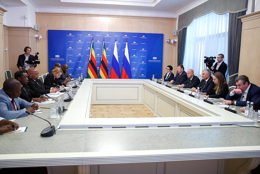 Meeting of Chairman of the State Duma Vyacheslav Volodin and Speaker of the National Assembly of the Republic of Zimbabwe Jacob Mudenda