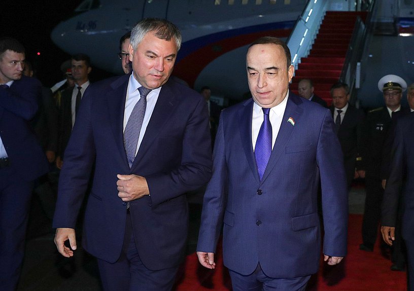 Chairman of the State Duma Viacheslav Volodin and Chairman of the Majlisi namoyandagon of Majlisi Oli Shukurjon Zuhurov