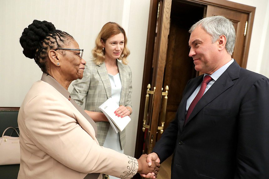 Министр обороны и по делам ветеранов ЮАР Танди Модисе и Председатель Государственной Думы Вячеслав Володин