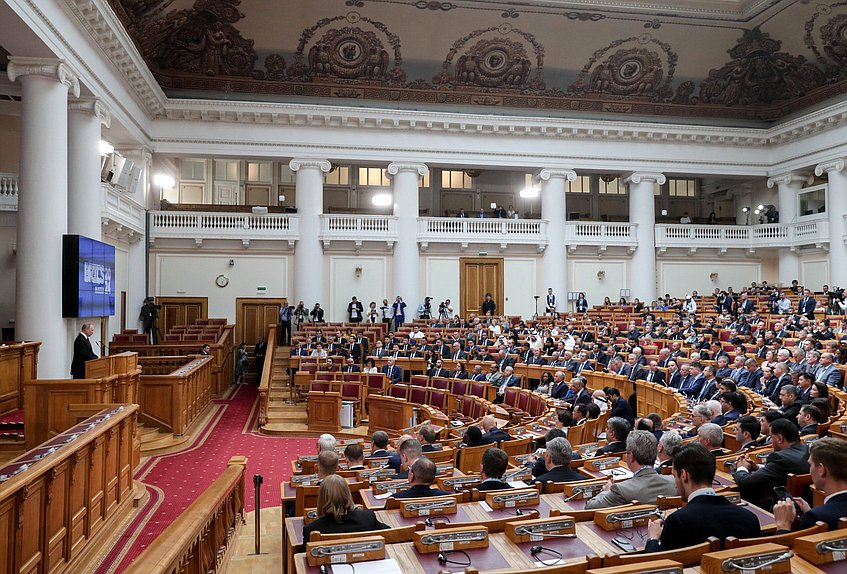 President of the Russian Federation Vladimir Putin addressed the plenary session of the 10th BRICS Parliamentary Forum “BRICS Parliamentary Dimension: Prospects for Strengthening Inter-Parliamentary Cooperation”