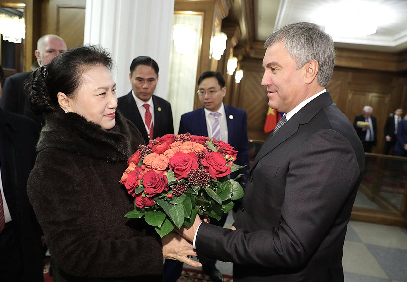Chairman of the State Duma Viacheslav Volodin and Chairwoman of the National Assembly of Vietnam Nguyễn Thị Kim Ngân