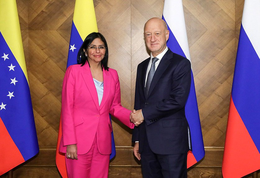 Executive Vice President of the Bolivarian Republic of Venezuela Delcy Eloína Rodríguez Gómez and Deputy Chairman of the State Duma Alexander Babakov