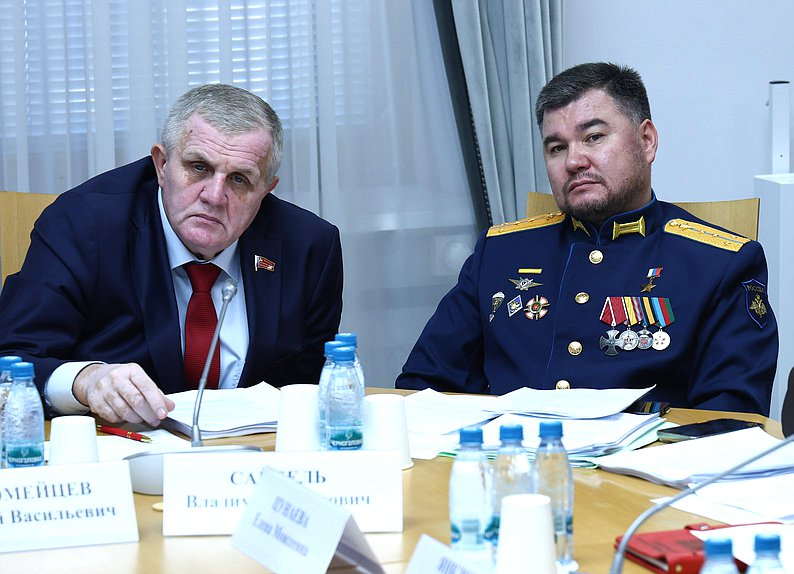 Члены Комитета по труду, социальной политике и делам ветеранов Николай Коломейцев и Владимир Сайбель