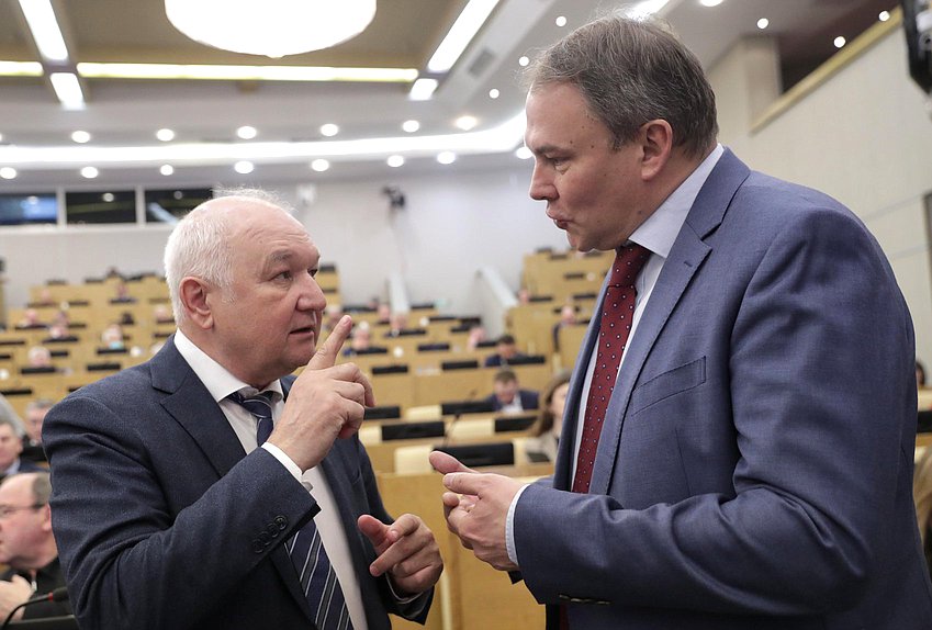 Первый заместитель Председателя Комитета по делам национальностей Ильдар Гильмутдинов и заместитель Председателя Государственной Думы Петр Толстой