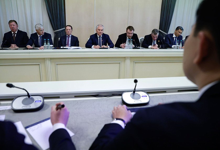 Встреча Председателя Государственной Думы Вячеслава Володина с Председателем Великого Государственного Хурала Монголии Ням-Осорын Учралом