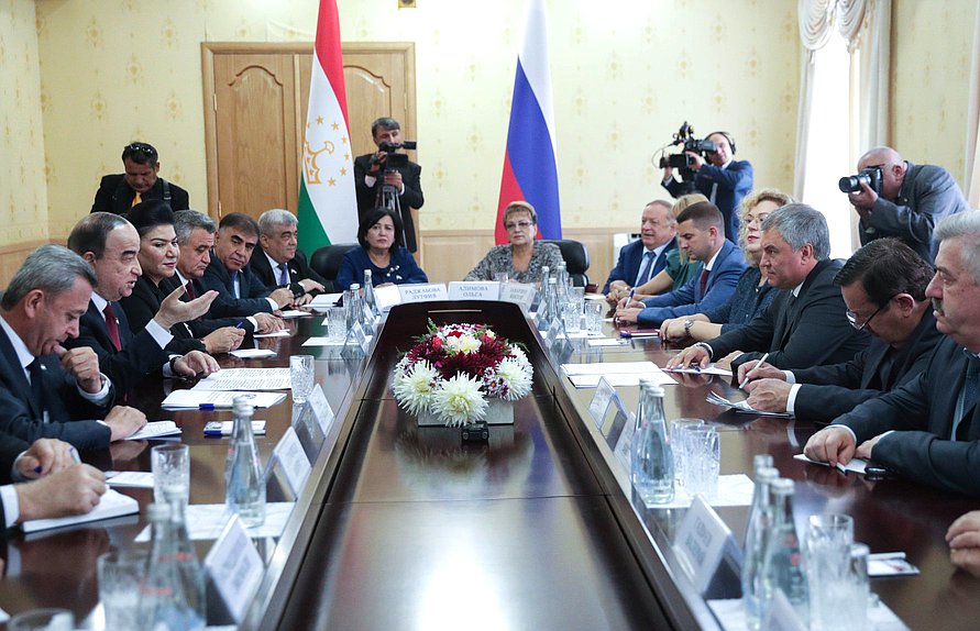 Meeting of Chairman of the State Duma Viacheslav Volodin and Chairman of the Majlisi namoyandagon of Majlisi Oli Shukurjon Zuhurov