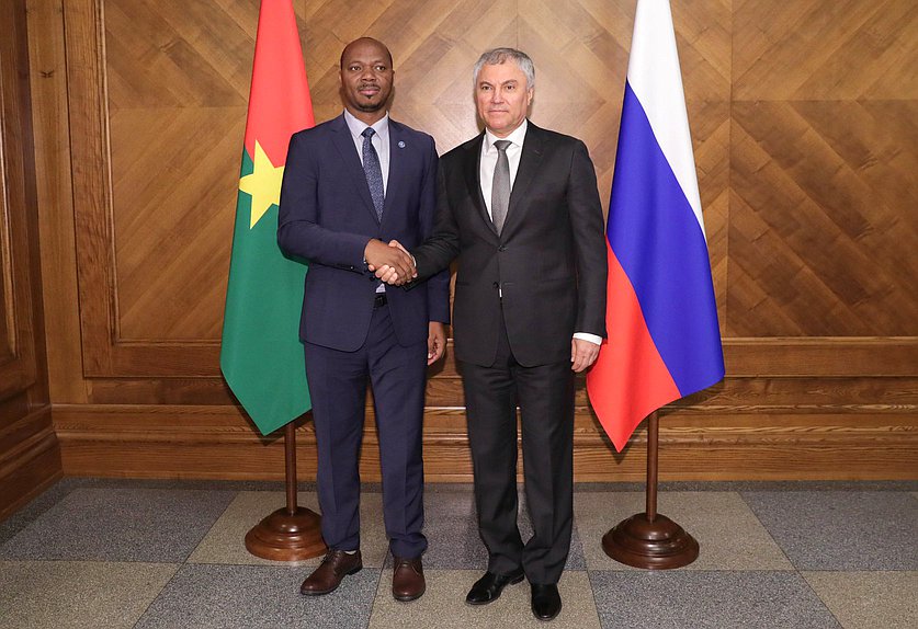 Chairman of the State Duma Vyacheslav Volodin and President of the Transitional Legislative Assembly of Burkina Faso Ousmane Bougouma