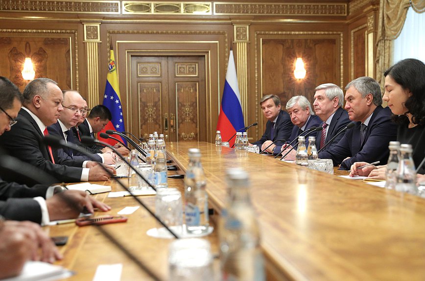 Reunión del Jefe de la Duma Estatal, Vyacheslav Volodin, con el Presidente de la Asamblea Nacional Constituyente de Venezuela, Diosdado Cabello Rondón