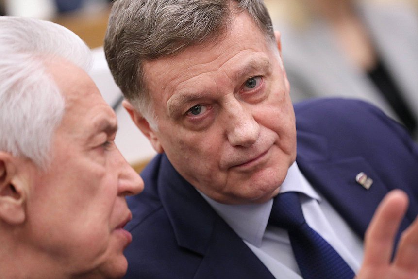 Руководитель фракции «Единая Россия» Владимир Васильев и член Комитета по финансовому рынку Вячеслав Макаров