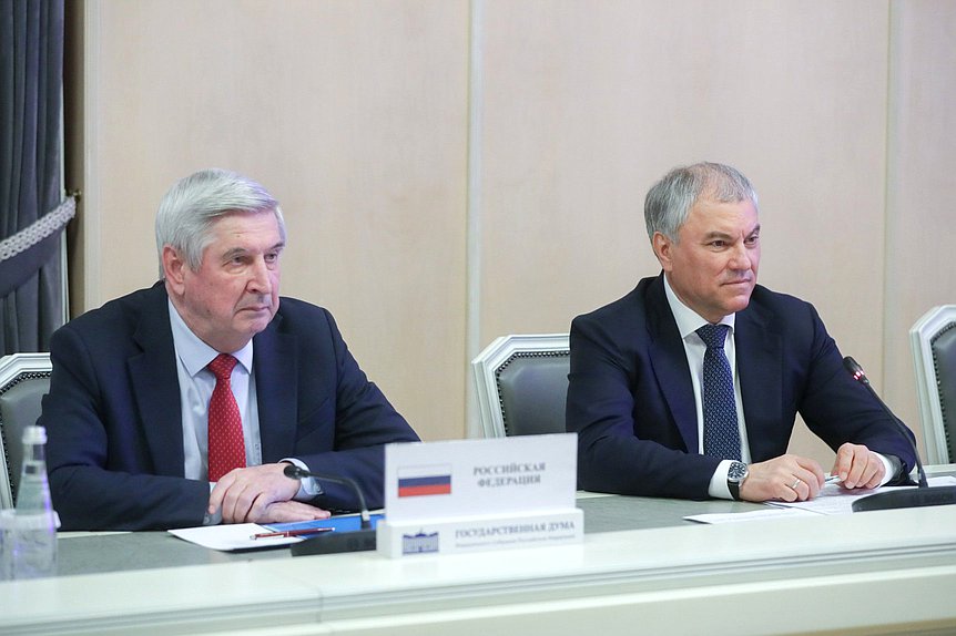 Chairman of the State Duma Vyacheslav Volodin and First Deputy Chairman of the State Duma Ivan Melnikov