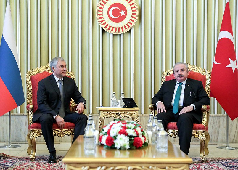 Meeting of Chairman of the State Duma Vyacheslav Volodin and Speaker of the Grand National Assembly of Türkiye Mustafa Şentop