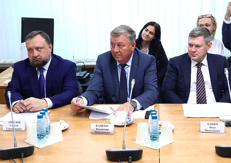 Члены Комитета по энергетике Сергей Арбузов, Владимир Камеко и Иван Бабич