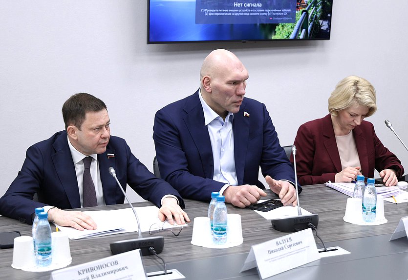 Заместитель Председателя Комитета по туризму и развитию туристической инфраструктуры Сергей Кривоносов, Первый заместитель Председателя Комитета Николай Валуев и аудитор Счетной палаты РФ Наталья Трунова