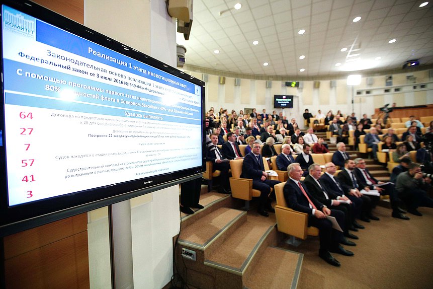 Парламентские слушания на тему «Законодательное обеспечение стратегического развития рыбохозяйственного комплекса РФ, а также законопроект № 1730–8 «О внесении изменений в Федеральный закон «О рыболовстве и сохранении водных биологических ресурсов»