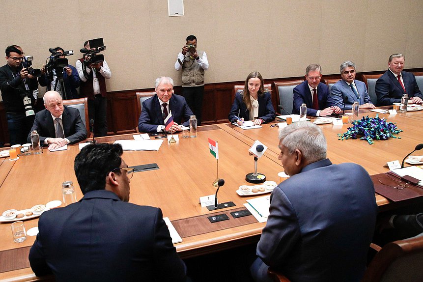 Meeting of Chairman of the State Duma Vyacheslav Volodin and Chairman of the Rajya Sabha of the Parliament, Vice President of the Republic of India Jagdeep Dhankhar