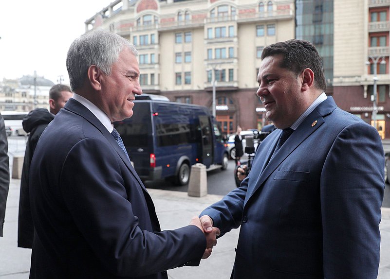 Chairman of the State Duma Vyacheslav Volodin and Speaker of the National Assembly of Republika Srpska (Bosnia and Herzegovina) Nenad Stevandić