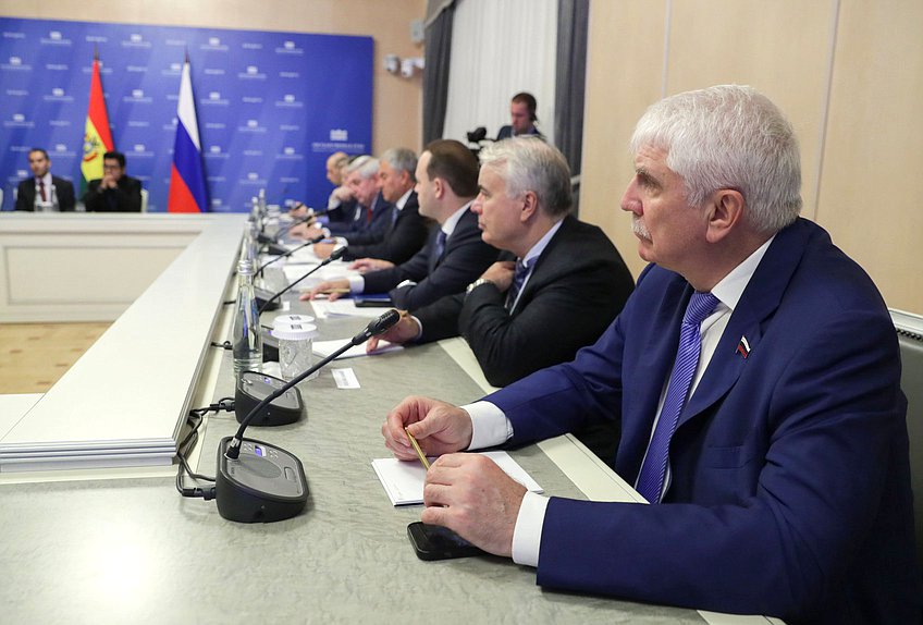 Reunión del Jefe de la Duma Estatal, Vyacheslav Volodin, con el Presidente de la Cámara de Senadores de la Asamblea Legislativa Plurinacional del Estado Plurinacional de Bolivia, Andrónico Rodriguez Ledezma