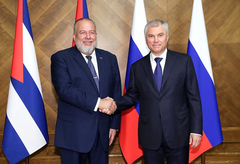 Chairman of the State Duma Vyacheslav Volodin and Prime Minister of the Republic of Cuba Manuel Marrero Cruz