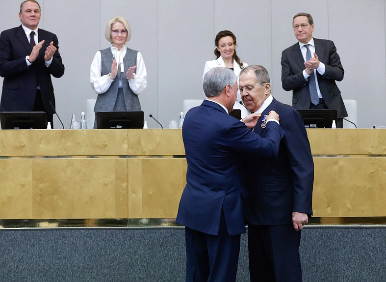 Председатель Государственной Думы Вячеслав Володин и Министр иностранных дел РФ Сергей Лавров