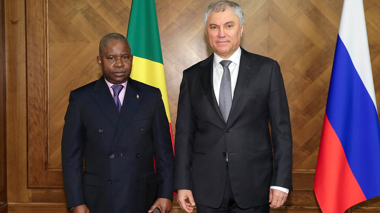 Chairman of the State Duma Vyacheslav Volodin and President of the Senate of the Parliament of the Republic of Congo Pierre Ngolo