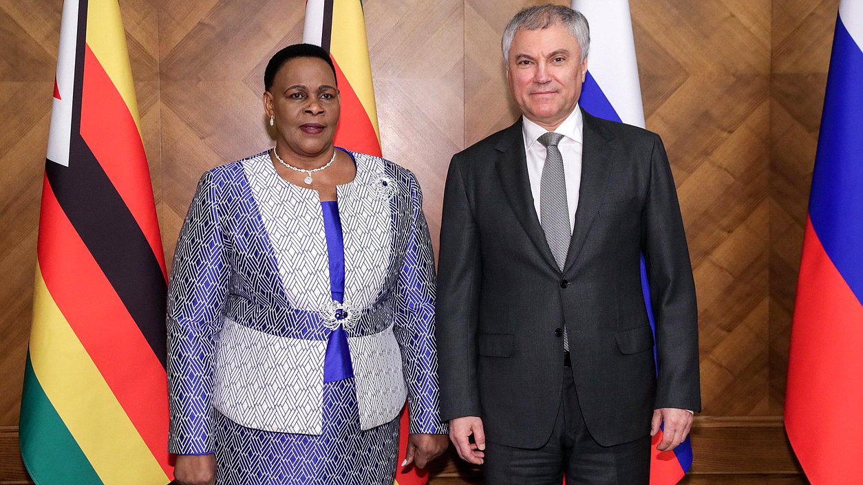 Chairman of the State Duma Vyacheslav Volodin and President of the Senate of the Republic of Zimbabwe Mabel Chinomona