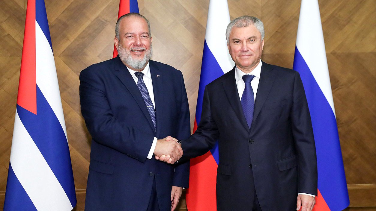 Chairman of the State Duma Vyacheslav Volodin and Prime Minister of the Republic of Cuba Manuel Marrero Cruz